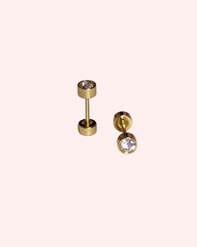Circular Crystal Gold Stud